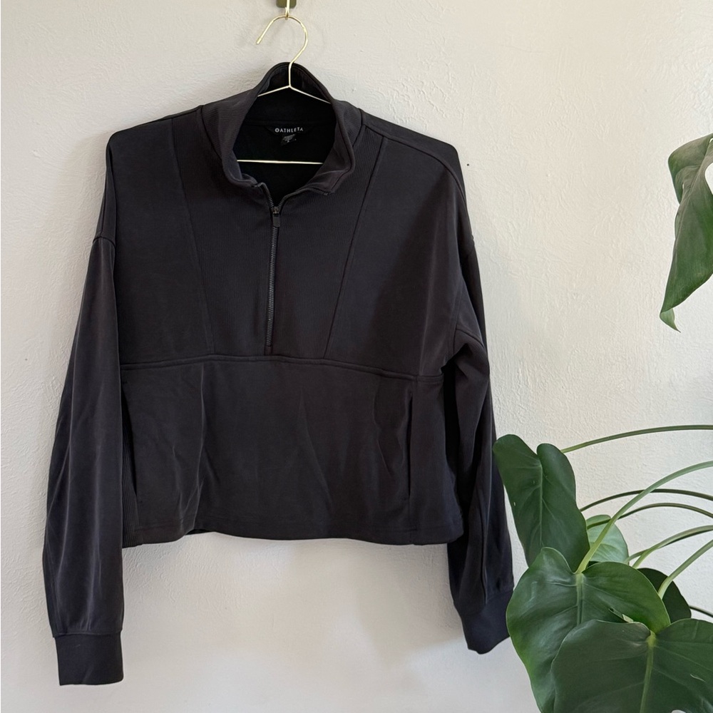 Dark Gray Quarter-Zip Athleta Sweatshirt
